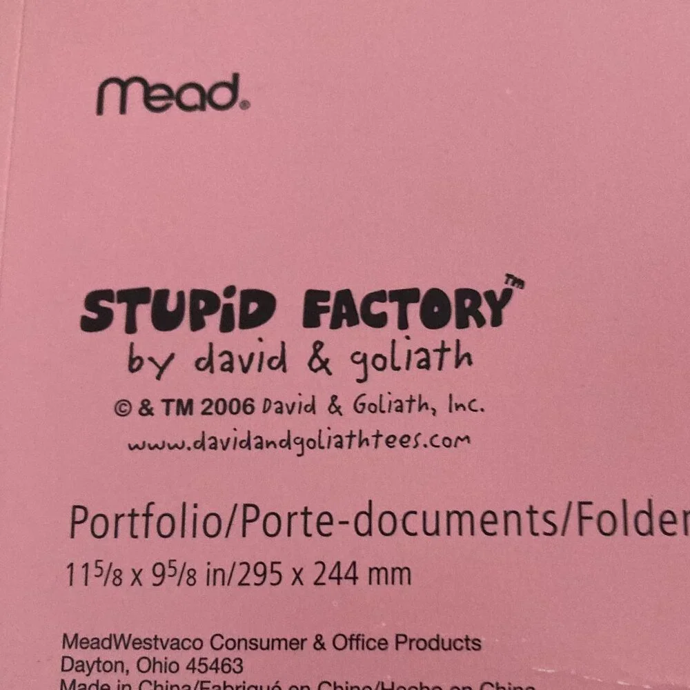 David & Goliath Stupid Factory - Trendy Wendy pink Meed Folder - Y2K